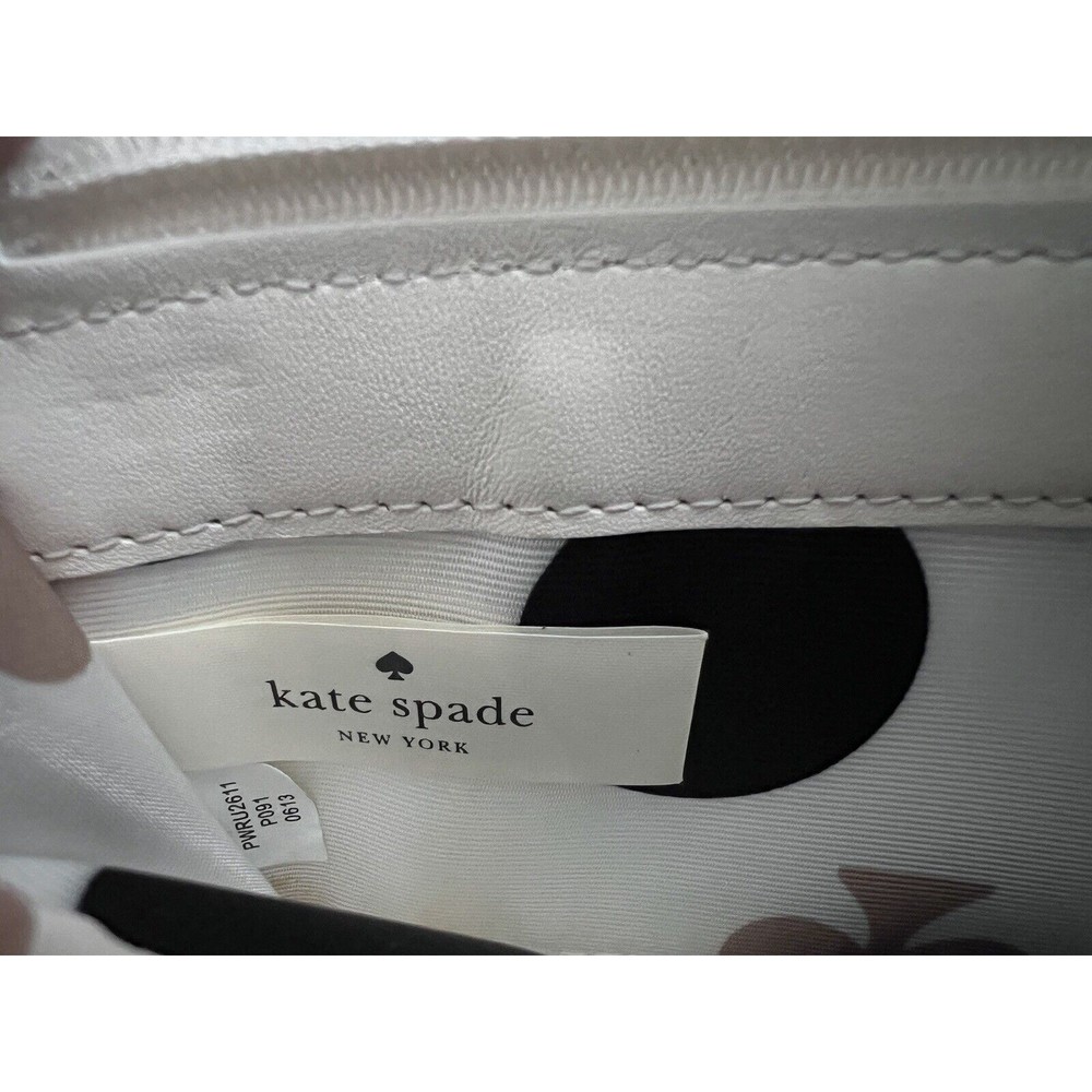 NEW Kate Spade Grove Court Lacey Zippy Zip Around Wallet Bag Ivory Pearl Black 2 - Picture 9 of 12